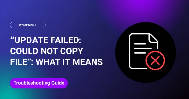 Update failed could not copy file