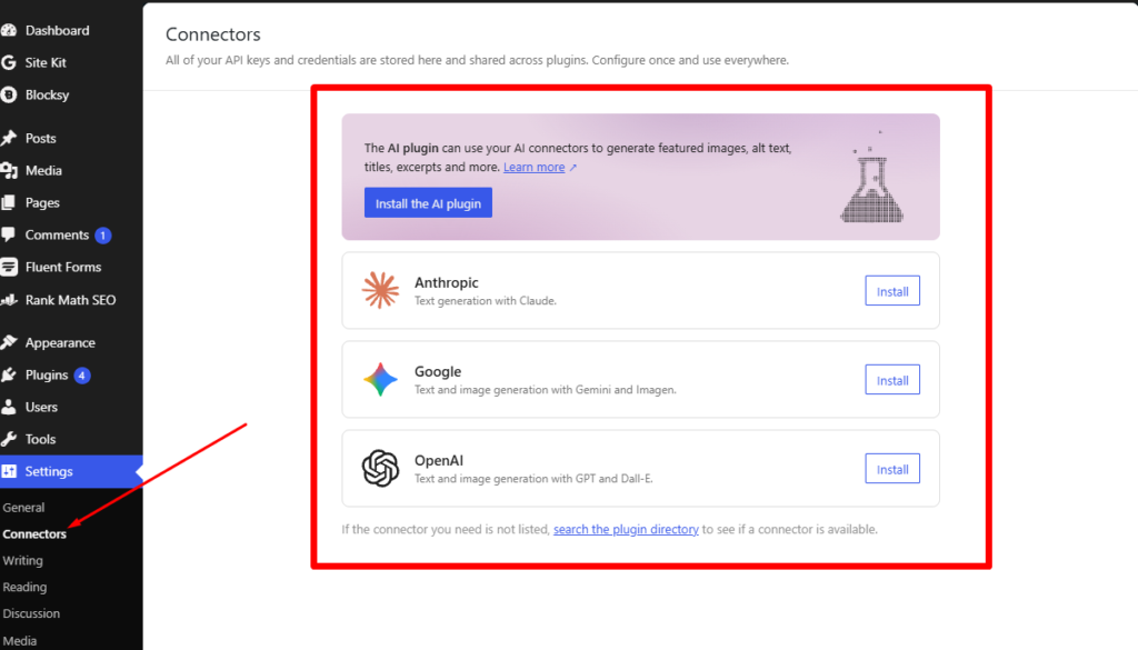 how to connect AI to WordPress